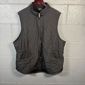 Bit & Bridle Quilted Fleece Vest Mens 2XL Black Full Zip Western Outdoor